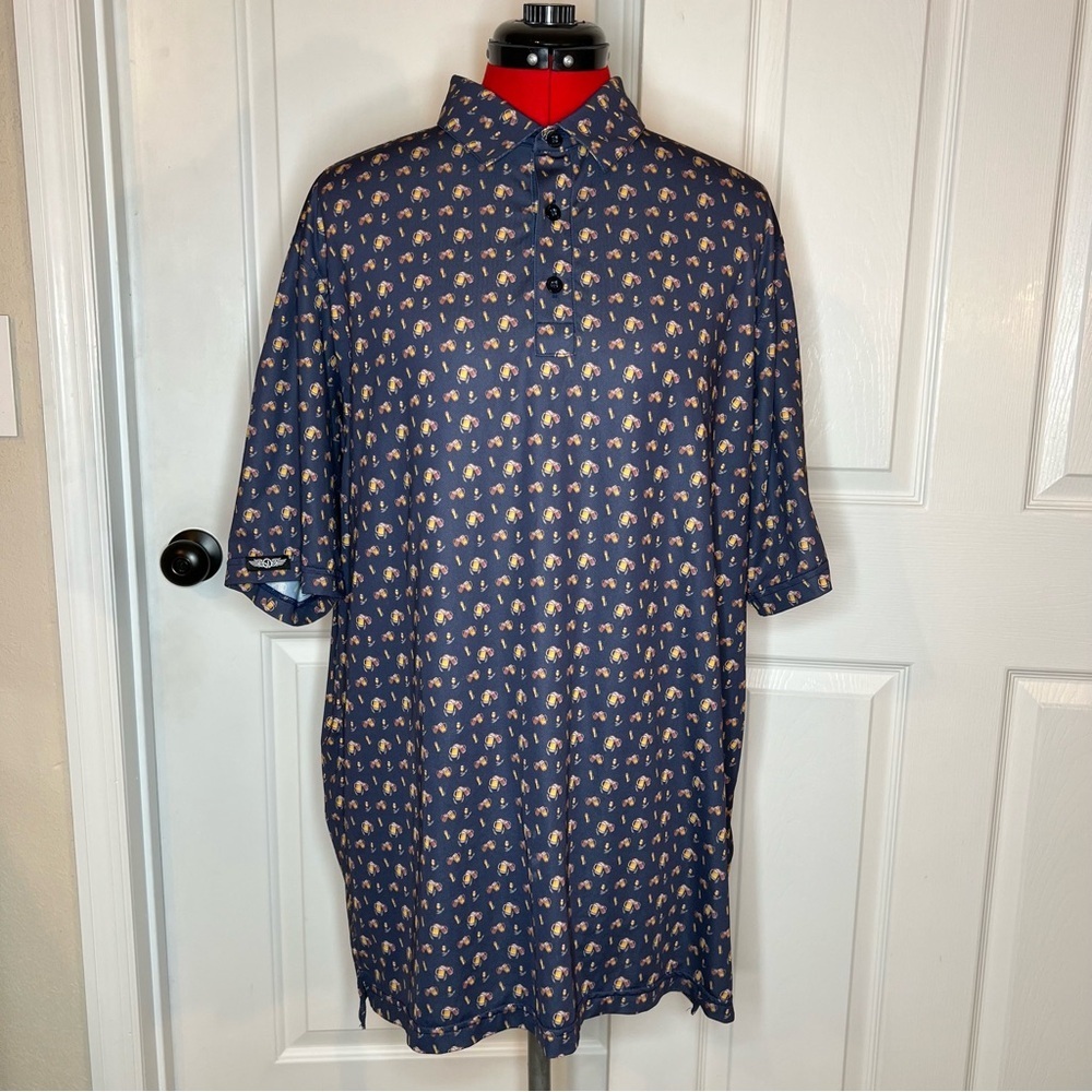 Straight Down Draft Beer Short Sleeve Performance Golf Polo Shirt Mens XL